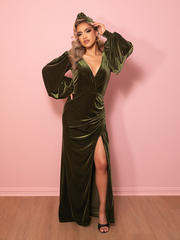 Film Noir Gown and Turbanette in Leopard Velvet | Vintage Dresses