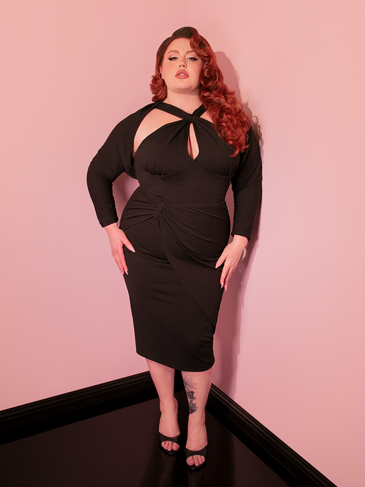PRE-ORDER - Golden Era Wiggle Dress in Black With Matching Bolero 2X PRE-ORDER - Golden Era Wiggle Dress in Black With Matching Bolero 2X