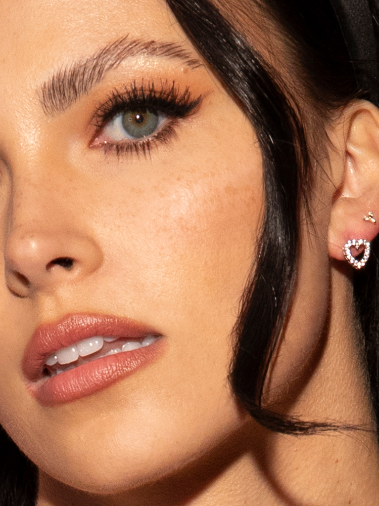 Tiny Heart Rhinestone Earrings in Silver