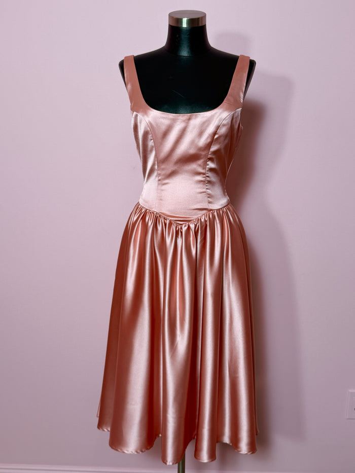 BACKLOT - Satin Coquette Dress in Pink