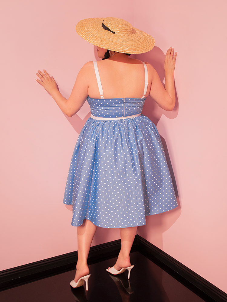 Ingenue Swing Dress in Light Blue w/White Polka Dots | Retro