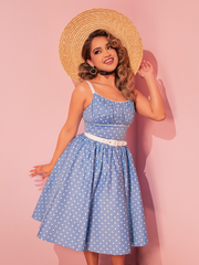 Ingenue Swing Dress in Light Blue w/White Polka Dots | Retro