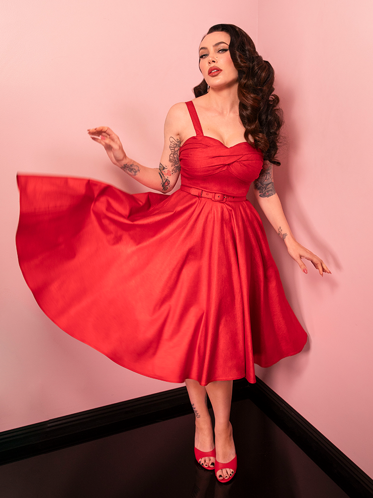 Jawbreaker Swing Dress in Red Sparkle Laminate - Vixen by Micheline Pitt 4X Jawbreaker Swing Dress in Red Sparkle Laminate - Vixen by Micheline Pitt 4X