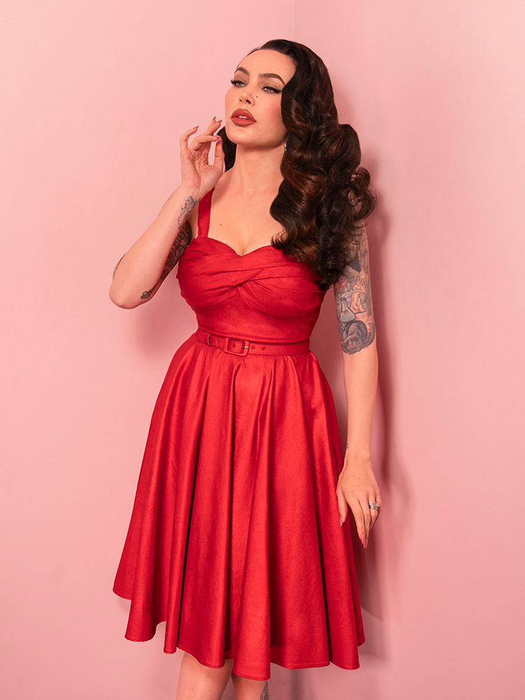 Jawbreaker Swing Dress in Red Sparkle Laminate - Vixen by Micheline Pitt 4X Jawbreaker Swing Dress in Red Sparkle Laminate - Vixen by Micheline Pitt 4X