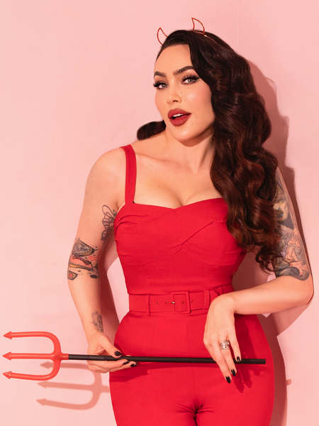 Jawbreaker Wiggle Dress in Red Sparkle Laminate - Vixen by Micheline Pitt