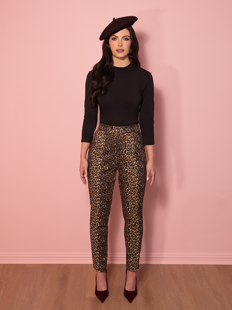 NEW FIT - Cigarette Pants in Leopard Print - Vixen by Micheline Pitt