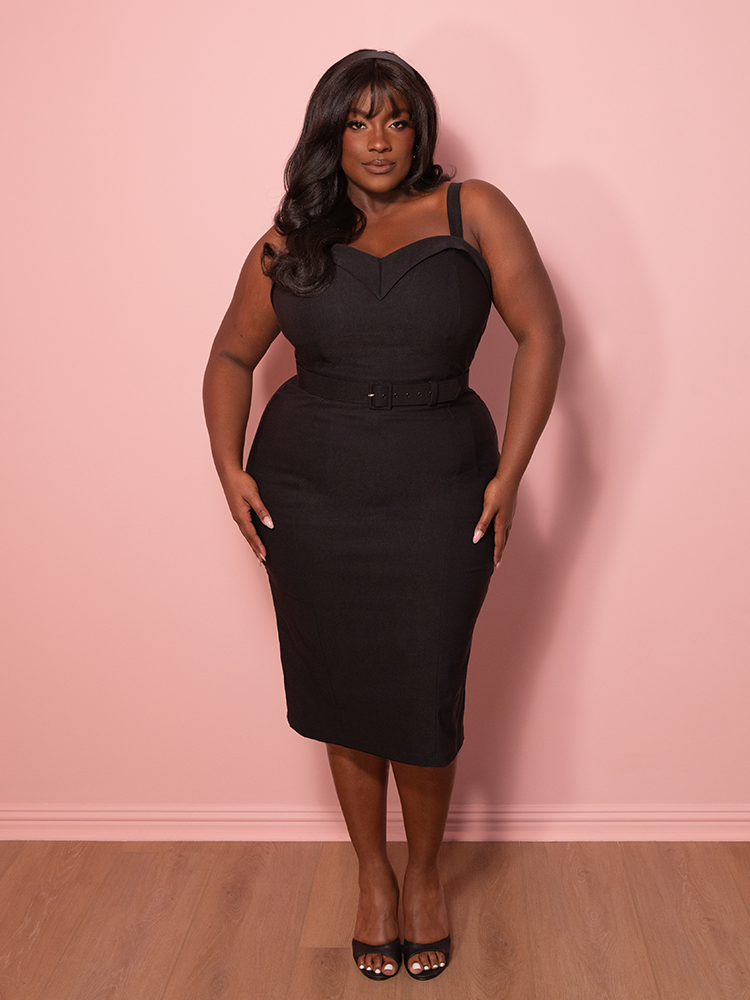 PRE-ORDER - NEW FIT - Maneater Wiggle Dress in Black - Vixen by Micheline Pitt
