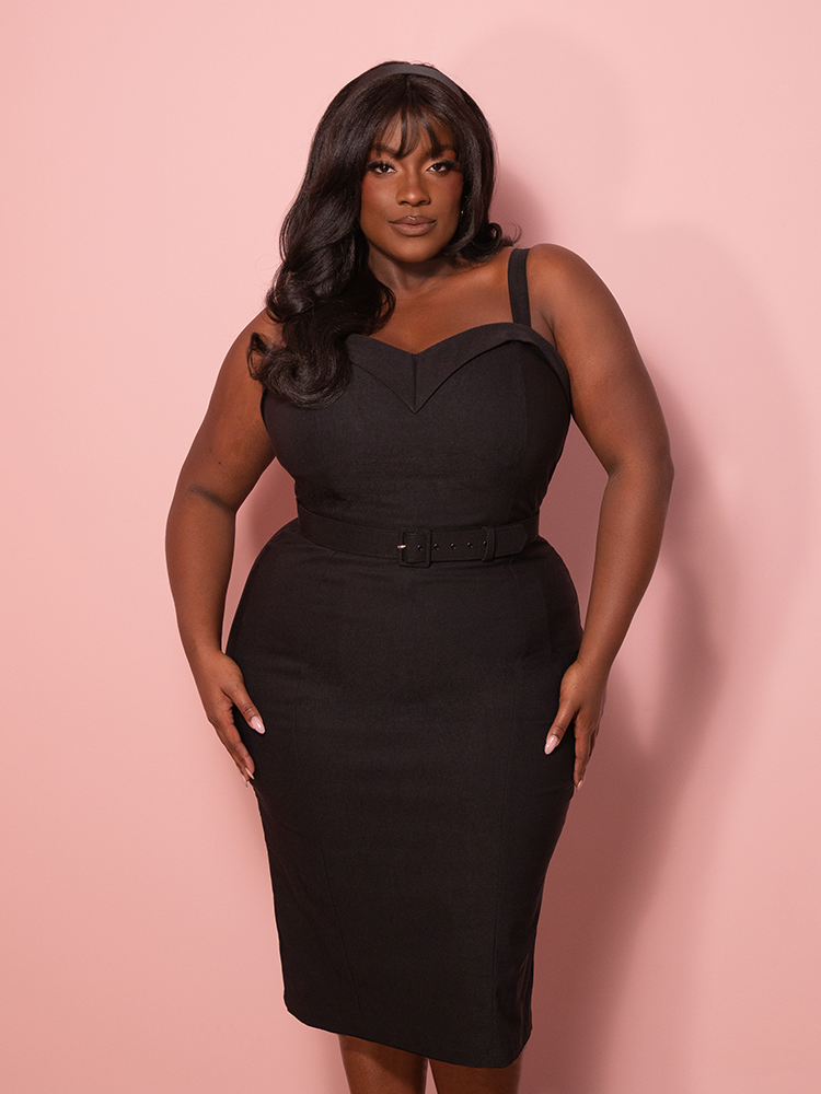 PRE-ORDER - NEW FIT - Maneater Wiggle Dress in Black - Vixen by Micheline Pitt