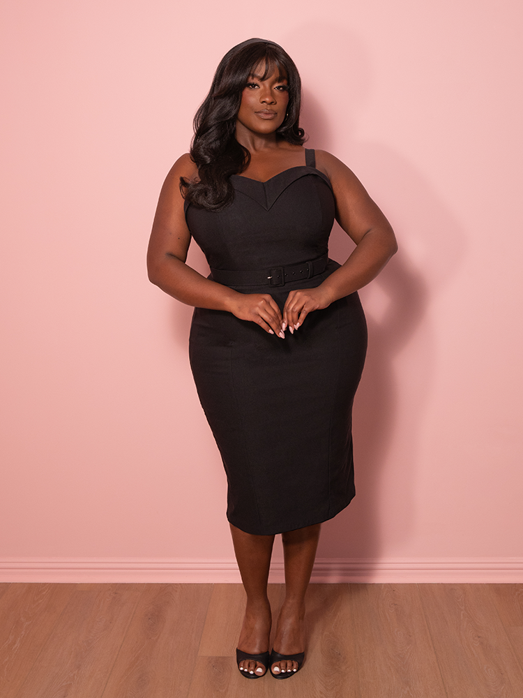 PRE-ORDER - NEW FIT - Maneater Wiggle Dress in Black - Vixen by Micheline Pitt