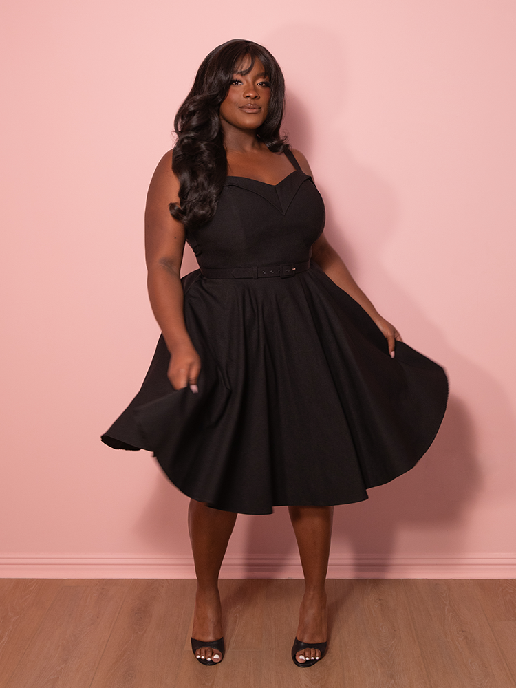 PRE-ORDER - NEW FIT - Maneater Swing Dress in Black - Vixen by Micheline Pitt