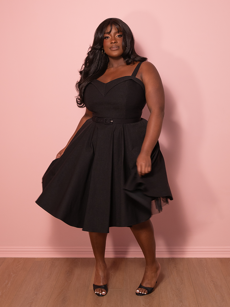PRE-ORDER - NEW FIT - Maneater Swing Dress in Black - Vixen by Micheline Pitt
