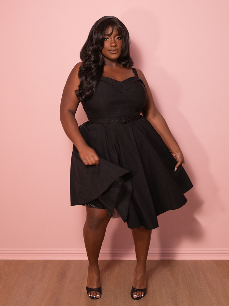 PRE-ORDER - NEW FIT - Maneater Swing Dress in Black - Vixen by Micheline Pitt