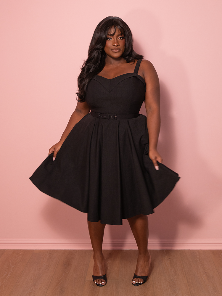 PRE-ORDER - NEW FIT - Maneater Swing Dress in Black - Vixen by Micheline Pitt