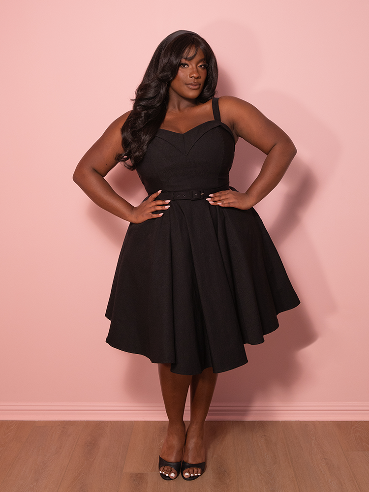 PRE-ORDER - NEW FIT - Maneater Swing Dress in Black - Vixen by Micheline Pitt