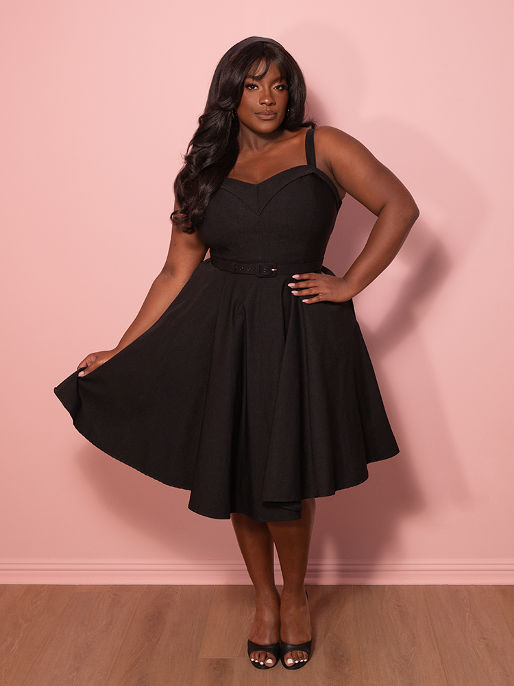 PRE-ORDER - NEW FIT - Maneater Swing Dress in Black - Vixen by Micheline Pitt