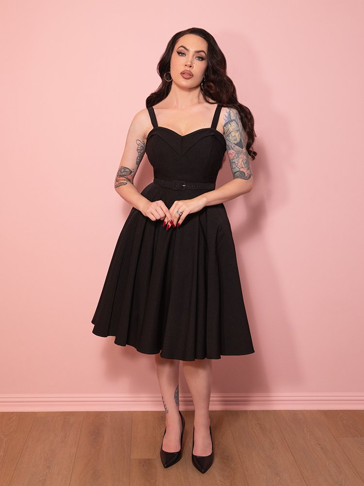 PRE-ORDER - NEW FIT - Maneater Swing Dress in Black - Vixen by Micheline Pitt