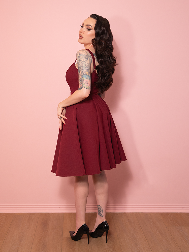 NEW FIT - Maneater Swing Dress in Burgundy - Vixen by Micheline Pitt