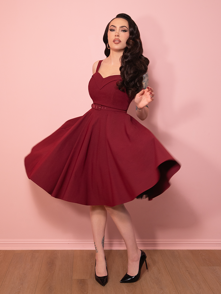 NEW FIT - Maneater Swing Dress in Burgundy - Vixen by Micheline Pitt