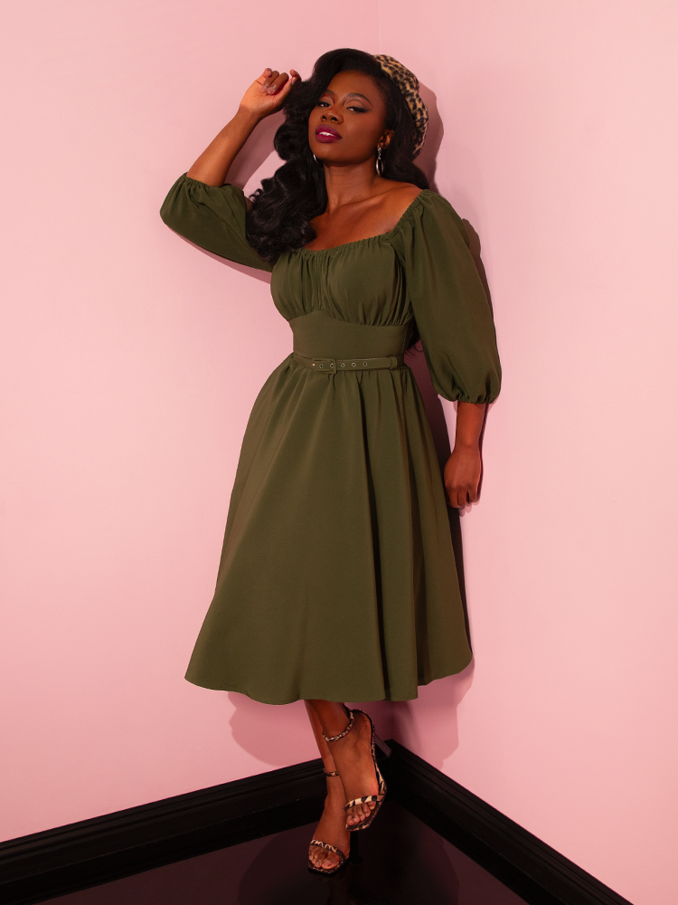Vacation Dress in Olive Green Retro Dress Vixen by Micheline Pitt