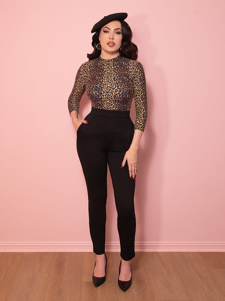 Cigarette Pants in Black Ponte - Vixen by Micheline Pitt