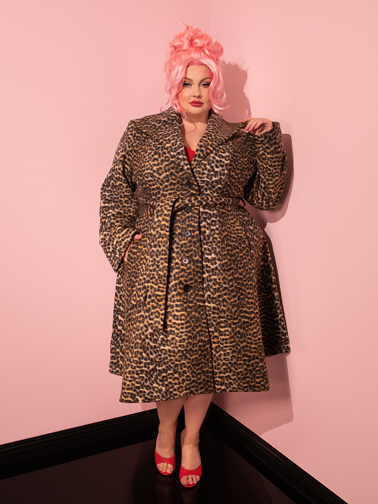 Plus size faux leopard coat sales
