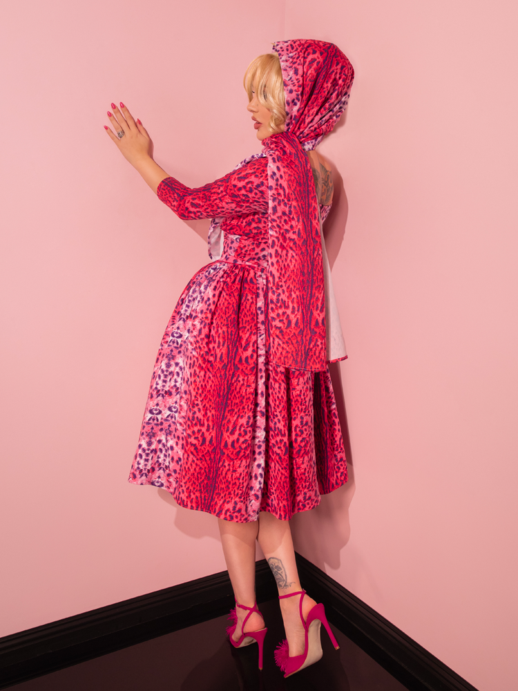 Starlet Swing Dress in Pink Leopard Print | Retro Clothing Vixen by Micheline Pitt Starlet Swing Dress in Pink Leopard Print | Retro Clothing Vixen by Micheline Pitt