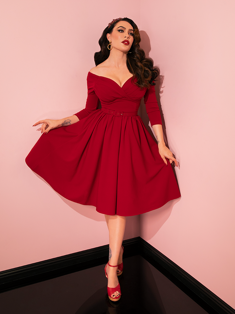 Starlet Swing Dress in Ruby Red - Vixen by Micheline Pitt