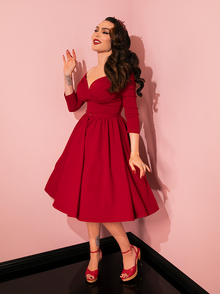 Starlet Swing Dress in Ruby Red - Vixen by Micheline Pitt