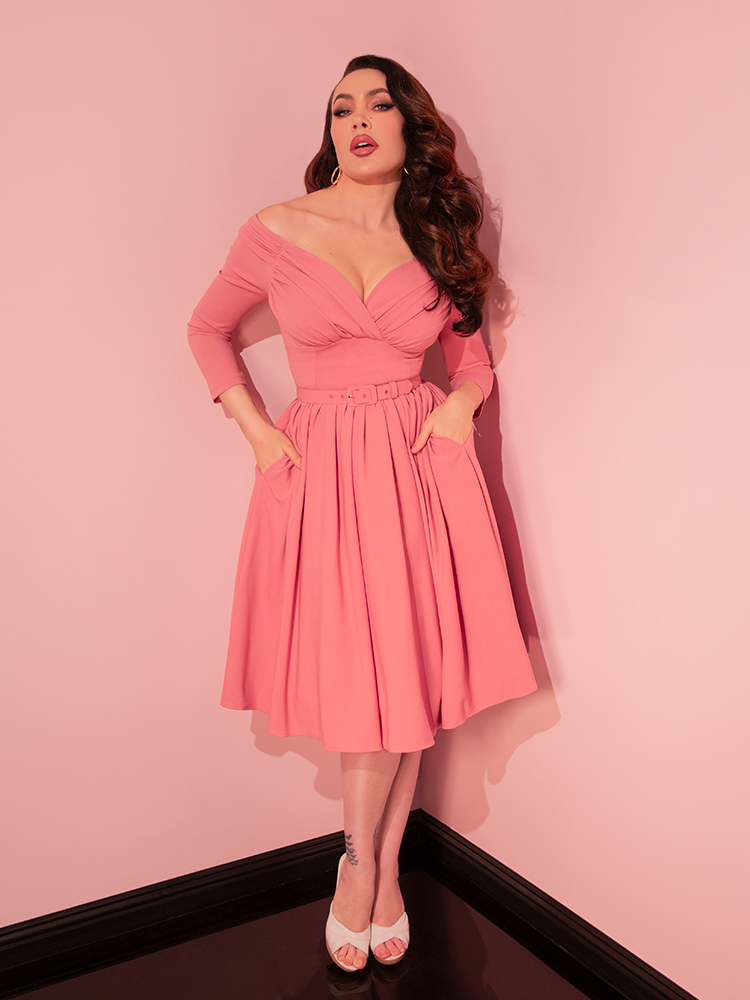 COMING BACK SOON - Starlet Swing Dress in Rose Pink - Vixen by Micheline Pitt