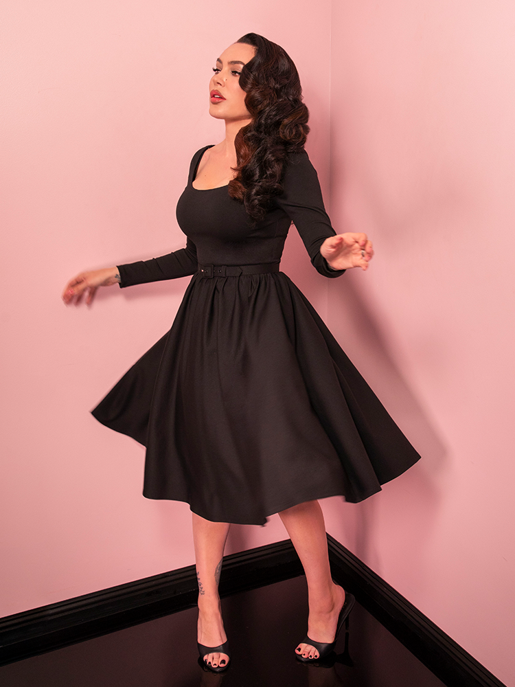 Troublemaker Swing Dress in Raven Black | Retro Clothing – Vixen Troublemaker Swing Dress in Raven Black | Retro Clothing – Vixen
