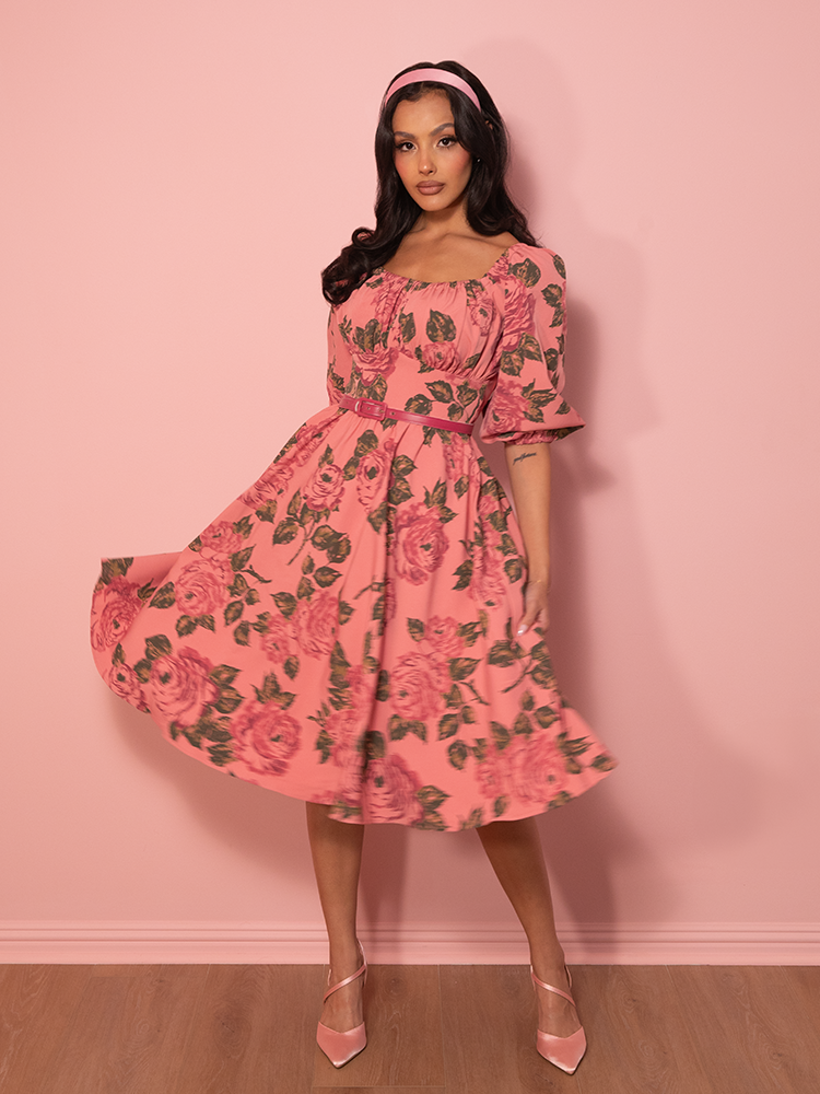 PRE-ORDER - Vacation Dress in Vintage Blush Pink Roses - Vixen by Micheline Pitt L PRE-ORDER - Vacation Dress in Vintage Blush Pink Roses - Vixen by Micheline Pitt L