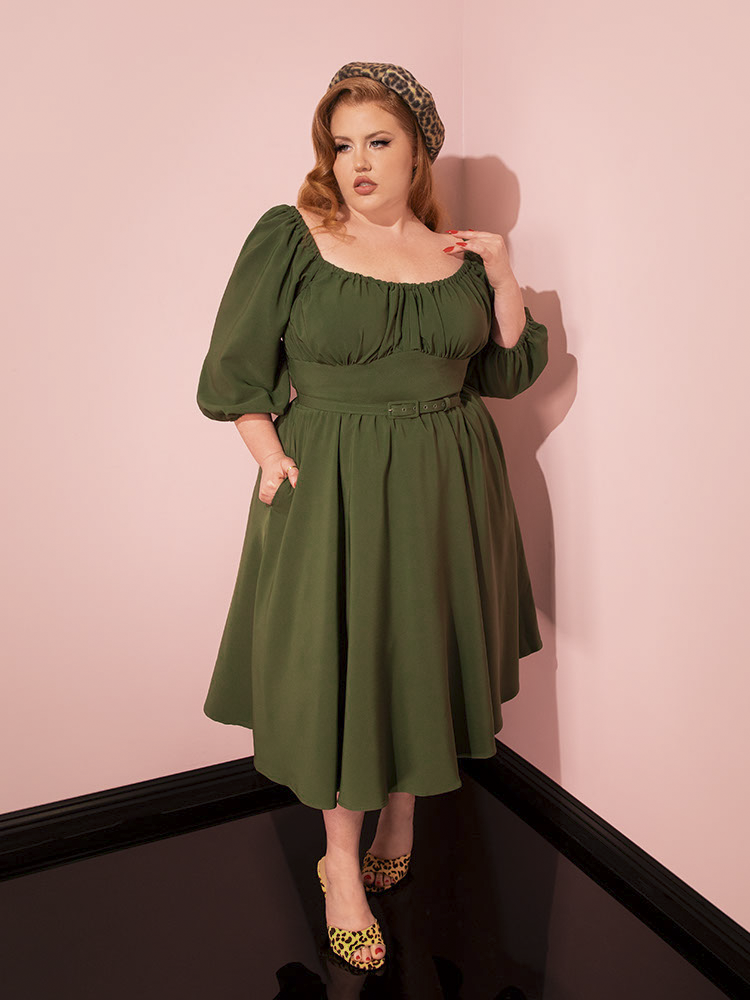 Vacation Dress in Olive Green - Vixen by Micheline Pitt S Vacation Dress in Olive Green - Vixen by Micheline Pitt S