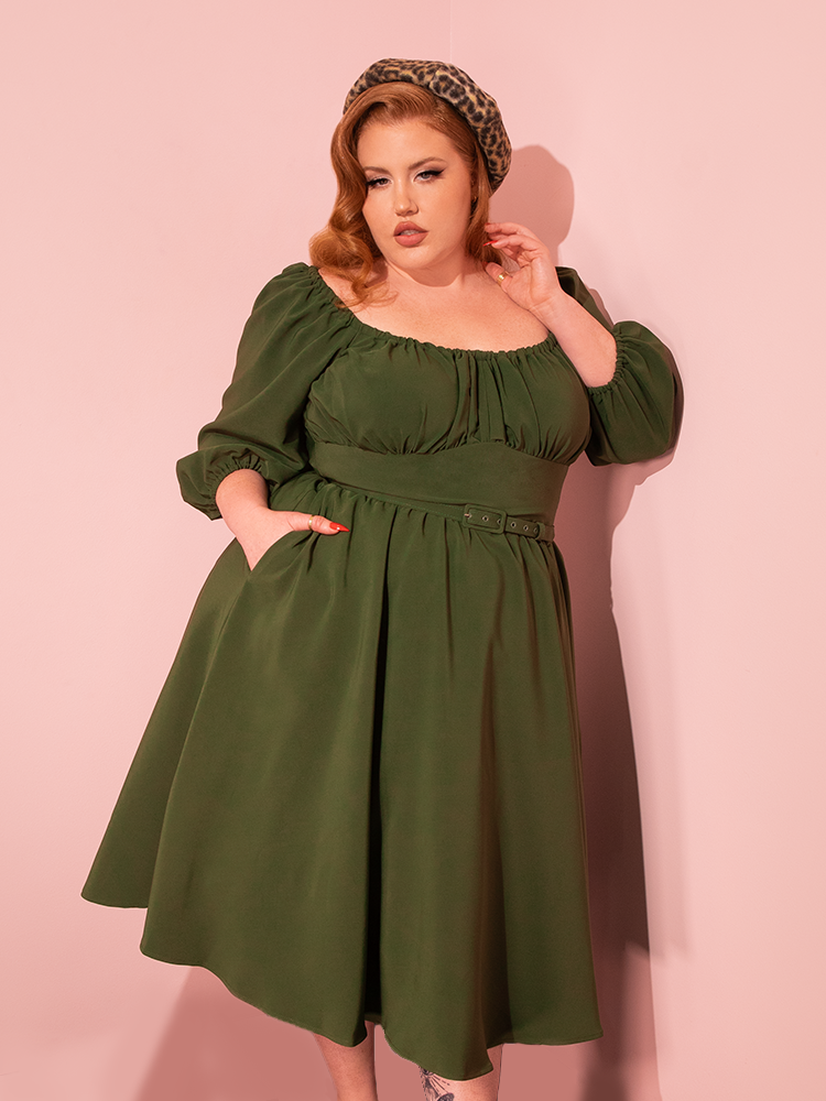 Vacation Dress in Olive Green | Retro Dress Vixen by Micheline Pitt Vacation Dress in Olive Green | Retro Dress Vixen by Micheline Pitt