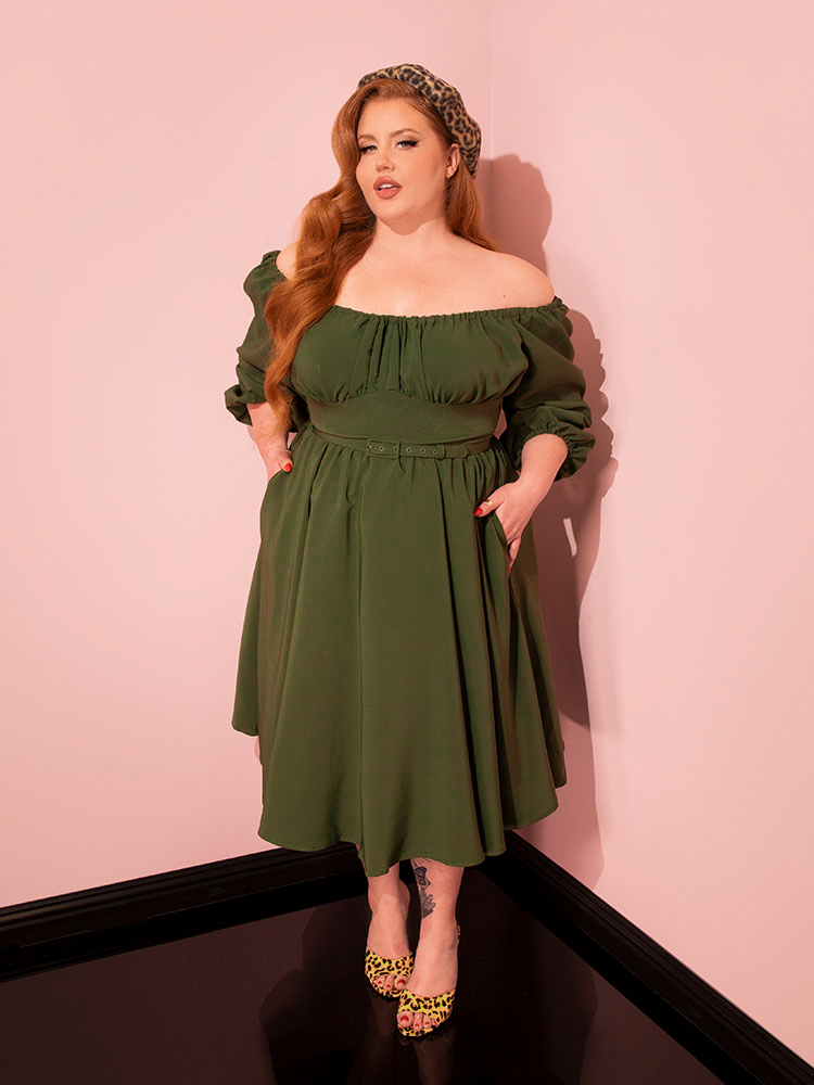 Vacation Dress in Olive Green - Vixen by Micheline Pitt