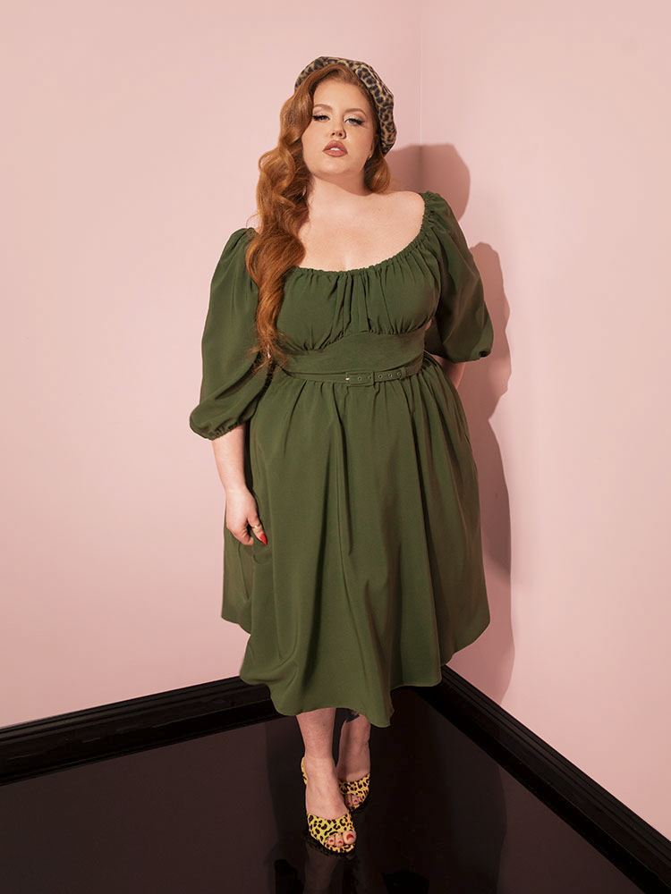 Vacation Dress in Olive Green - Vixen by Micheline Pitt S Vacation Dress in Olive Green - Vixen by Micheline Pitt S