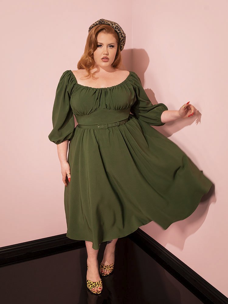 Vacation Dress in Olive Green - Vixen by Micheline Pitt