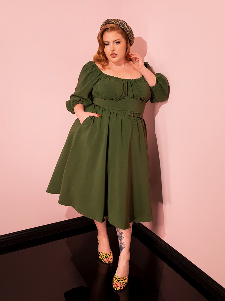 Vacation Dress in Olive Green  Retro Dress – Vixen by Micheline Pitt