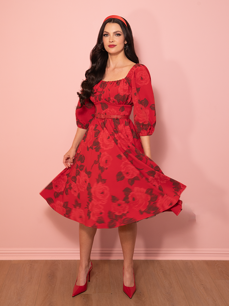 dress with red roses ROSE Illusion Neckline Floral Organza A-Line Bridal Gown Alesia C Flower petals PRE-ORDER - Vacation Dress in