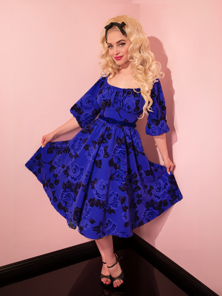 PRE-ORDER - Vacation Dress in Royal Blue Roses