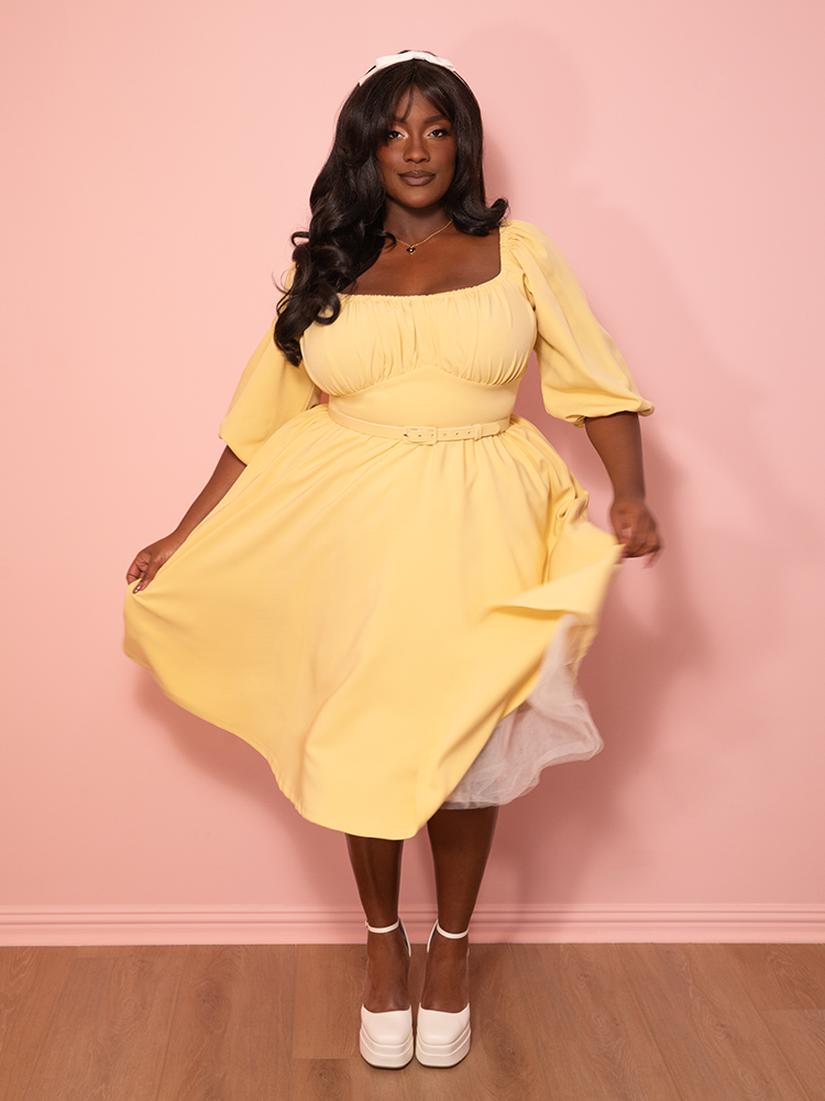 Final Sale - Vacation Dress in Soft Yellow - Vixen by Micheline Pitt 2X Final Sale - Vacation Dress in Soft Yellow - Vixen by Micheline Pitt 2X
