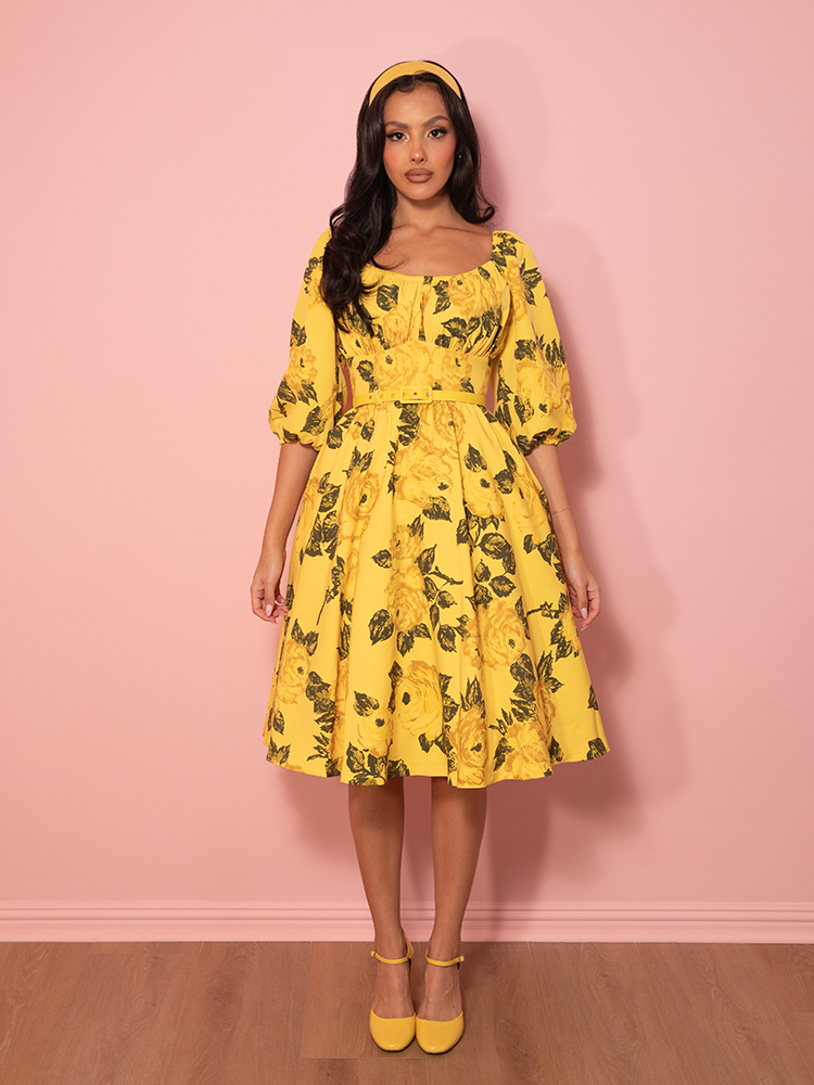 Vacation Dress in Vintage Yellow Roses | Vintage Style Dresses Vacation Dress in Vintage Yellow Roses | Vintage Style Dresses