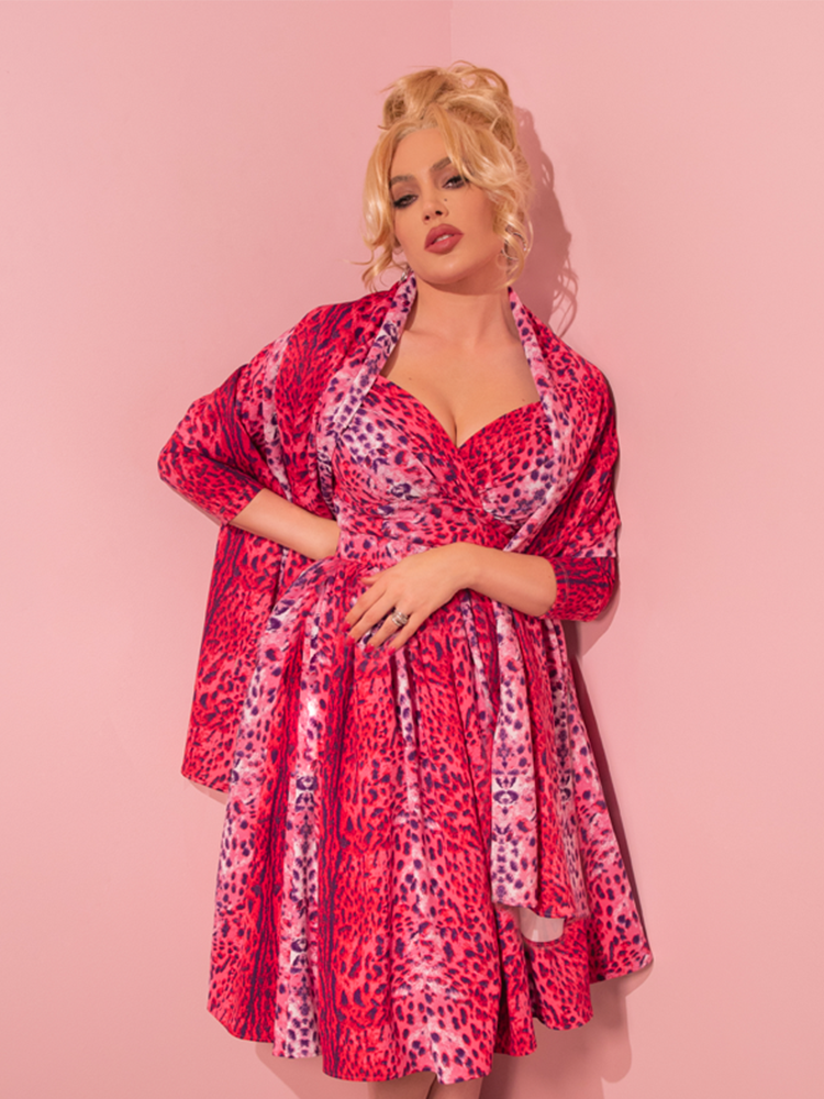 Starlet Swing Dress in Pink Leopard Print | Retro Clothing Vixen by Micheline Pitt Starlet Swing Dress in Pink Leopard Print | Retro Clothing Vixen by Micheline Pitt