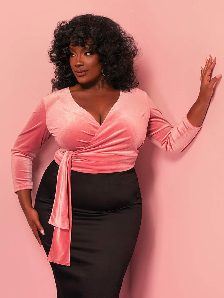 Wrap Top in Vixen Pink Velvet | Retro Era Tops – Vixen by Wrap Top in Vixen Pink Velvet | Retro Era Tops – Vixen by