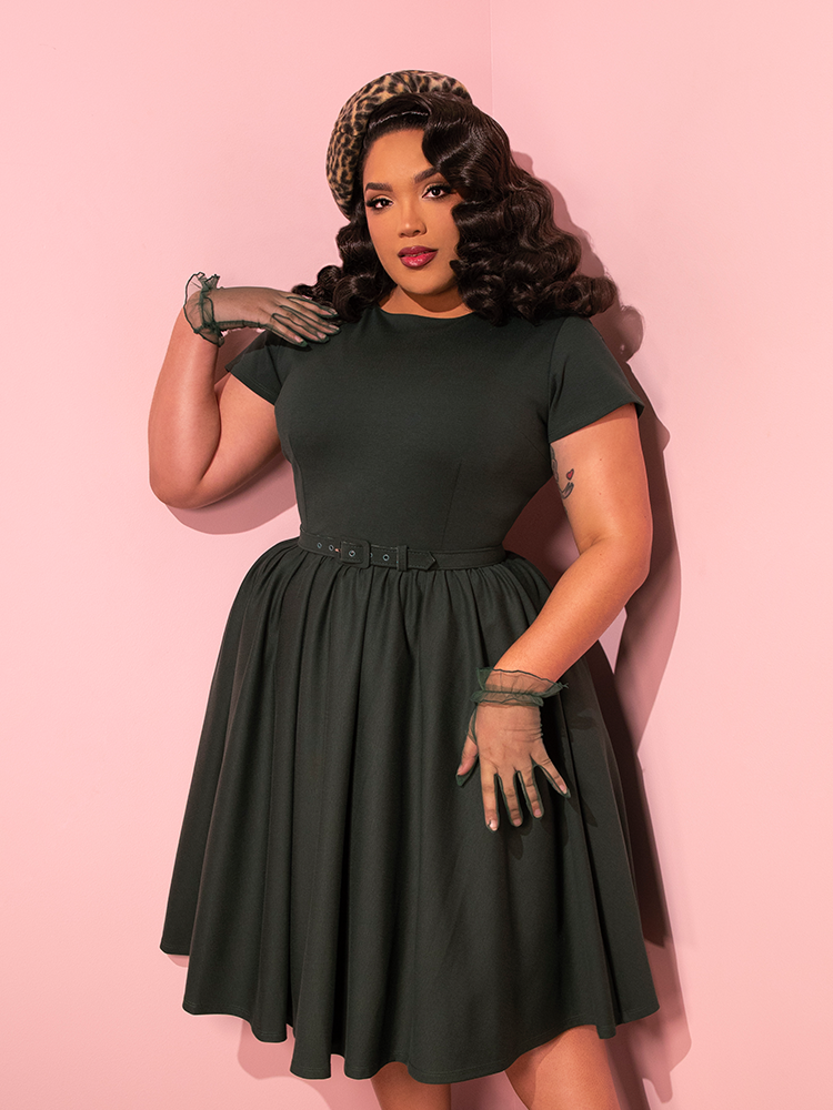 Avon Swing Dress in Hunter Green | Retro Style Dresses Vixen by Micheline Pitt Avon Swing Dress in Hunter Green | Retro Style Dresses Vixen by Micheline Pitt