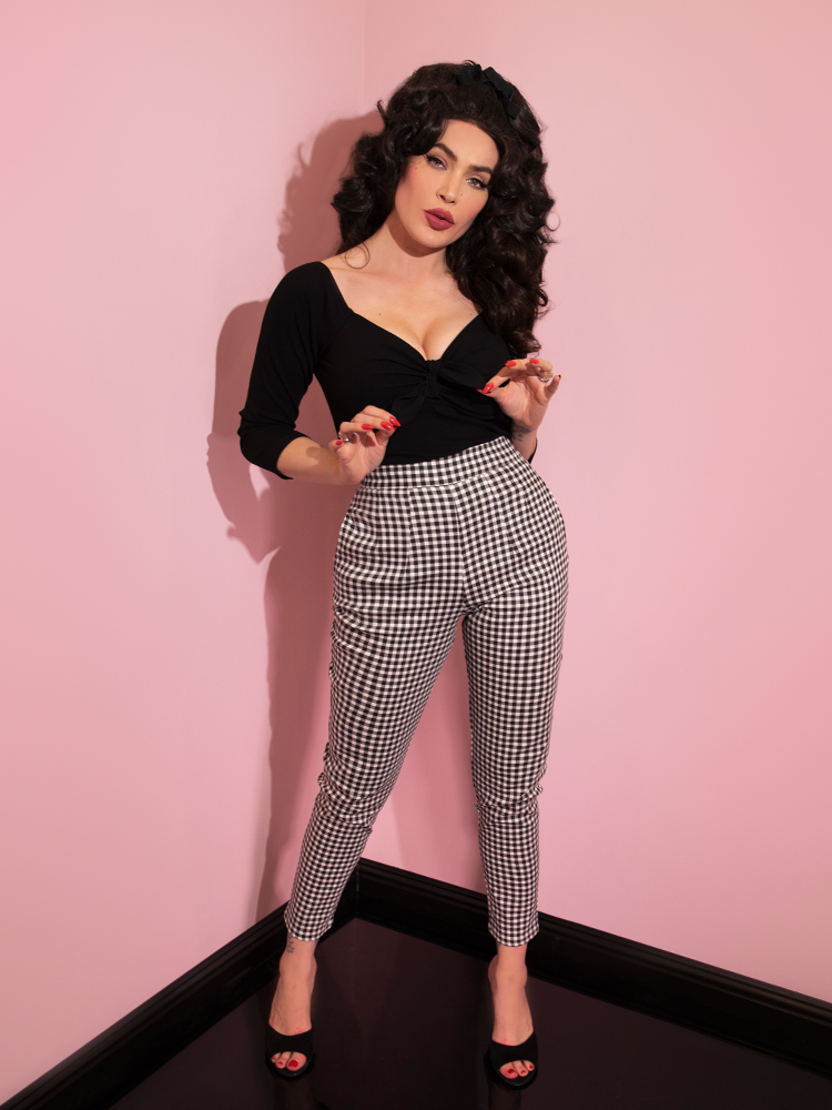 Gingham cigarette pants discount