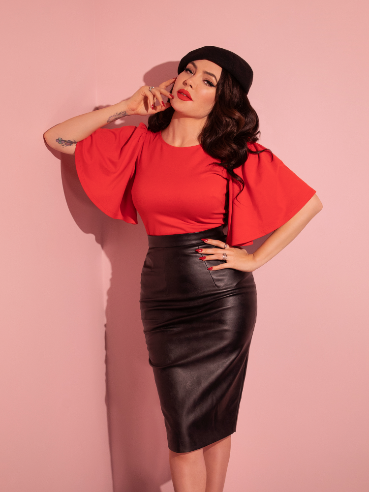FINAL SALE - Deadly Kiss Top in Tomato Red - Vixen by Micheline Pitt