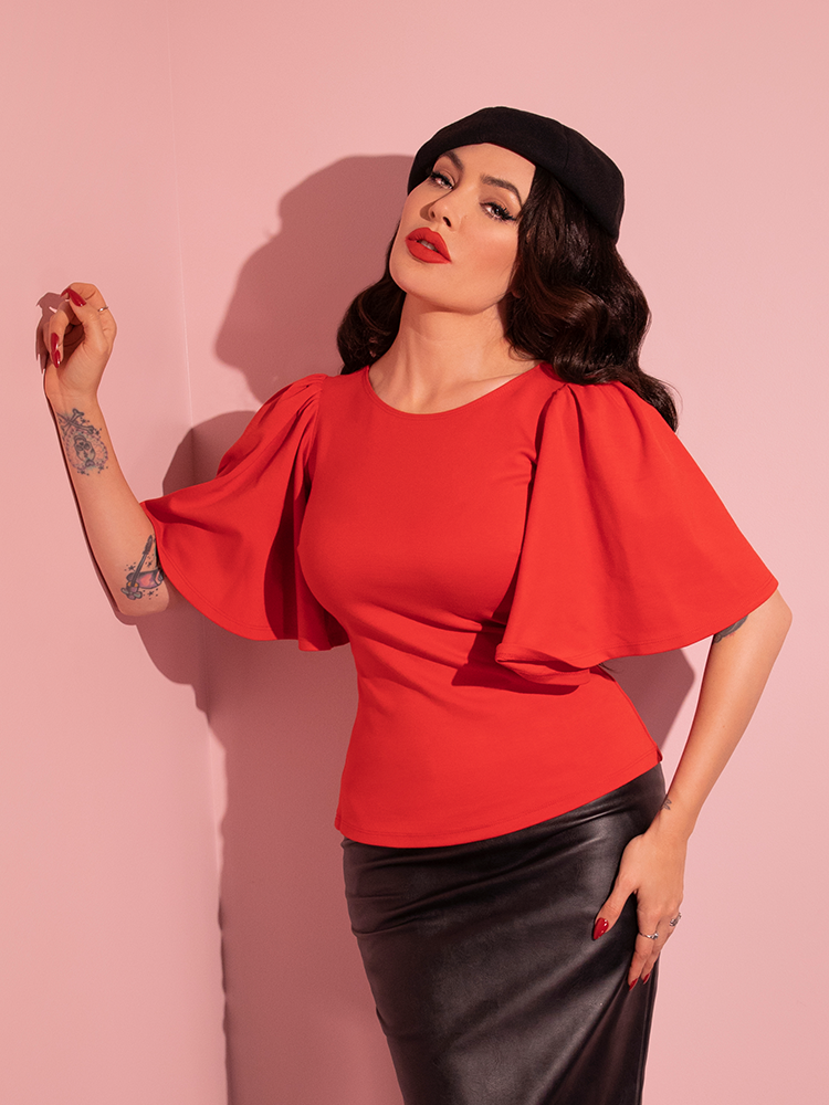 Deadly Kiss Top in Tomato Red - Vixen by Micheline Pitt
