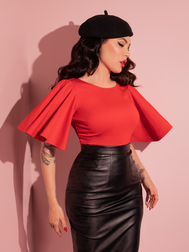 FINAL SALE - Deadly Kiss Top in Tomato Red - Vixen by Micheline Pitt