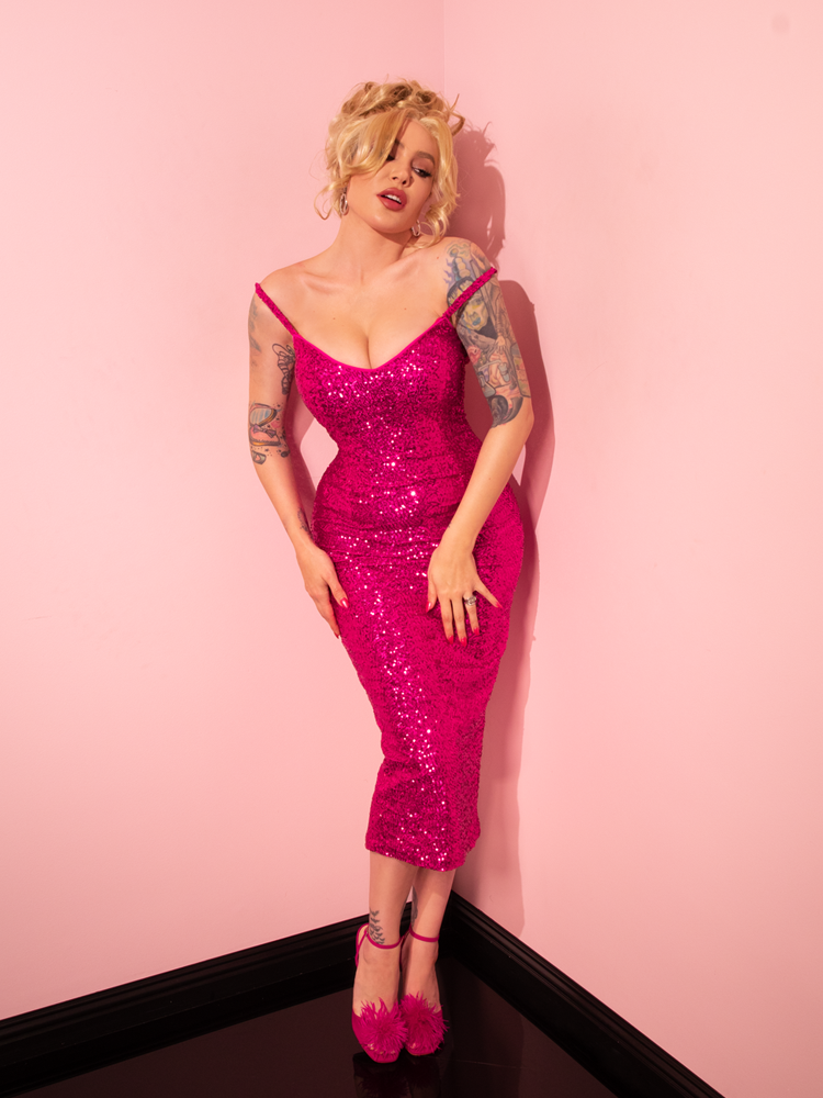Glitz & Glamour Dress in Hot Pink Sequins Glitz & Glamour Dress in Hot Pink Sequins