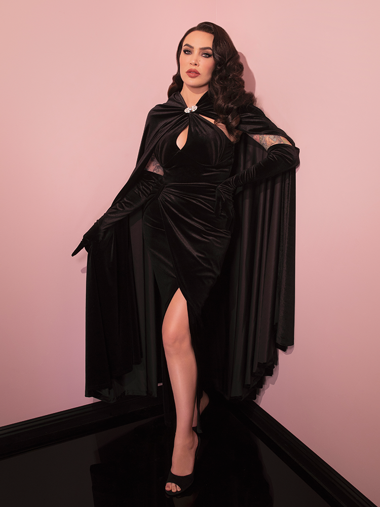 Golden Era Gown and Glove Set in Black Velvet - Vixen by Micheline Pitt S Golden Era Gown and Glove Set in Black Velvet - Vixen by Micheline Pitt S